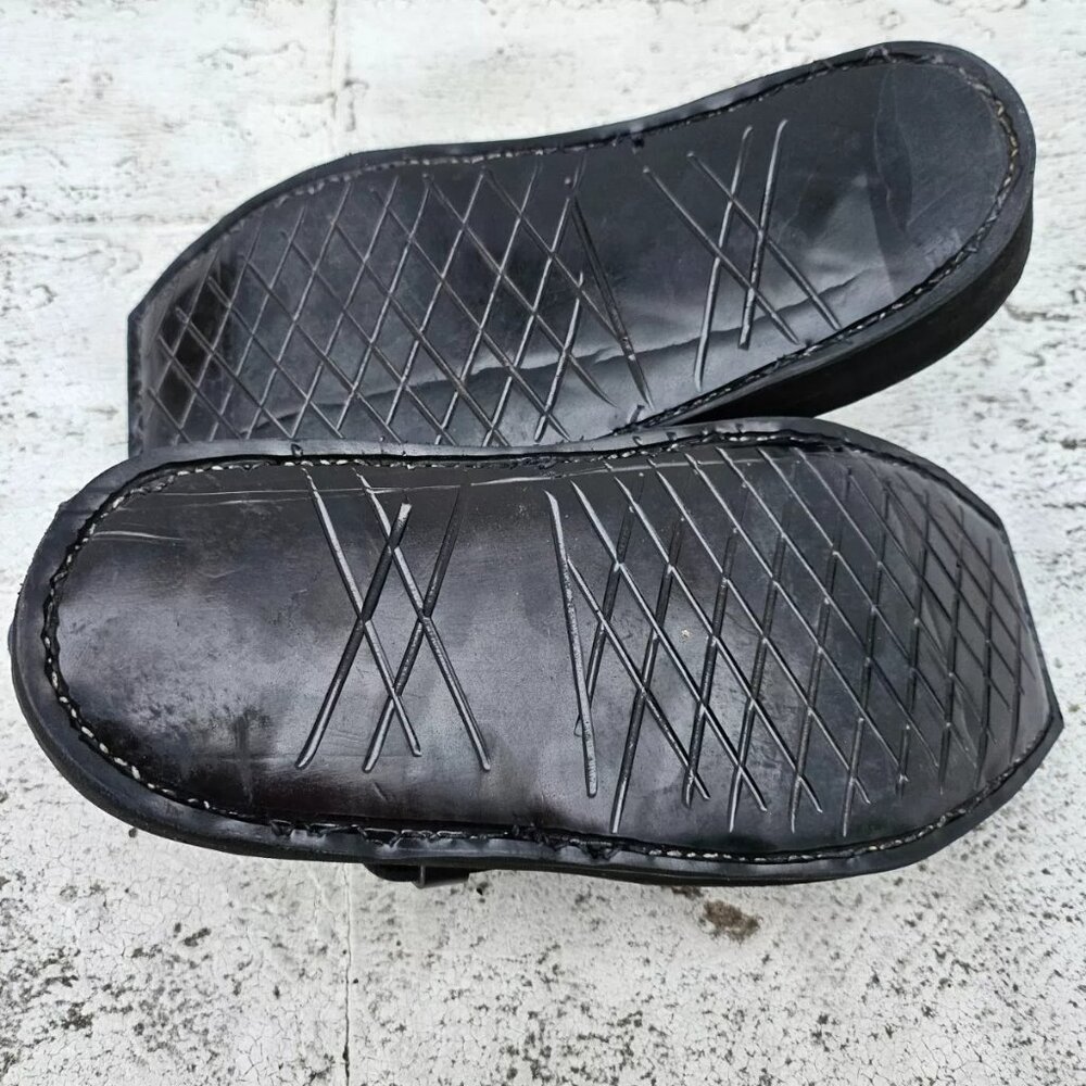 Captan Chappel Sandal Black Genuine Leather Upper Captaan Handmade Shoe Size 8.5 - Picture 10 of 11